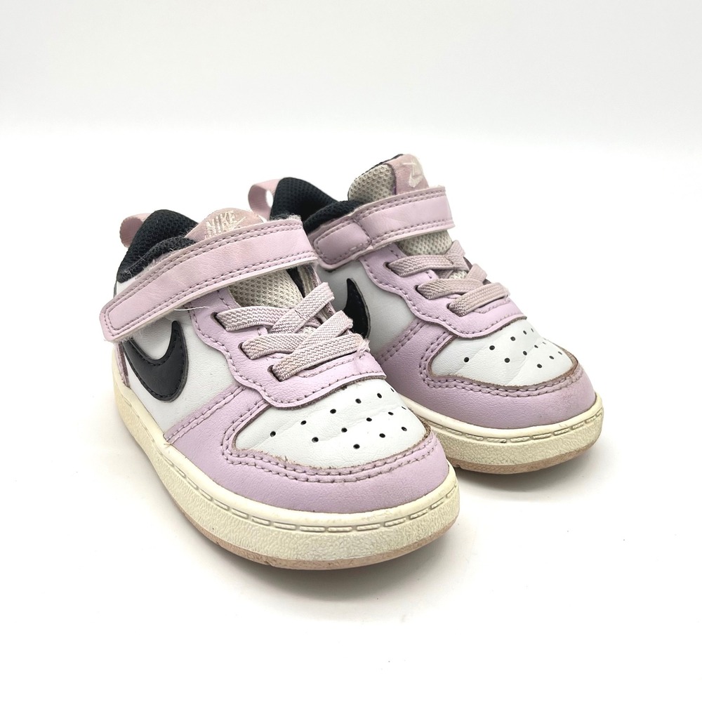 Nike Court Borough Low 2 Lilac Toddler Sneakers Black Swoosh Size‎ 6C
